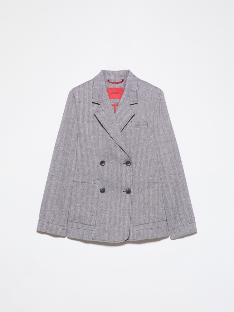 Cropped cotton-poplin shirt, powder | MAX&Co. Linen and cotton-blend blazer - AUBERGINE - MAX&Co.